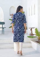 Ammanya Navy Blue Meadow Floral Kurta