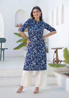 Ammanya Navy Blue Meadow Floral Kurta
