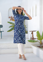 Ammanya Navy Blue Meadow Floral Kurta