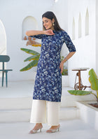 Ammanya Navy Blue Meadow Floral Kurta