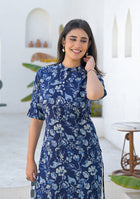 Ammanya Navy Blue Meadow Floral Kurta