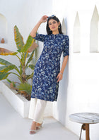 Ammanya Navy Blue Meadow Floral Kurta