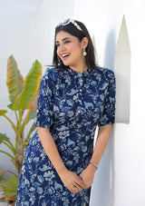 Ammanya Navy Blue Meadow Floral Kurta