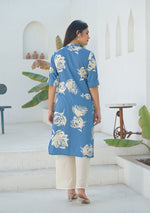 Ammanya Dusty Blue Botanical Kurta