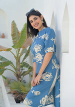 Ammanya Dusty Blue Botanical Kurta