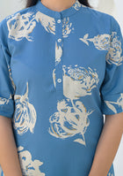 Ammanya Dusty Blue Botanical Kurta