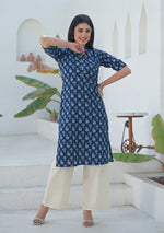 Ammanya Indigo mini floral Print Kurta