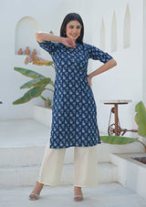 Ammanya Indigo mini floral Print Kurta