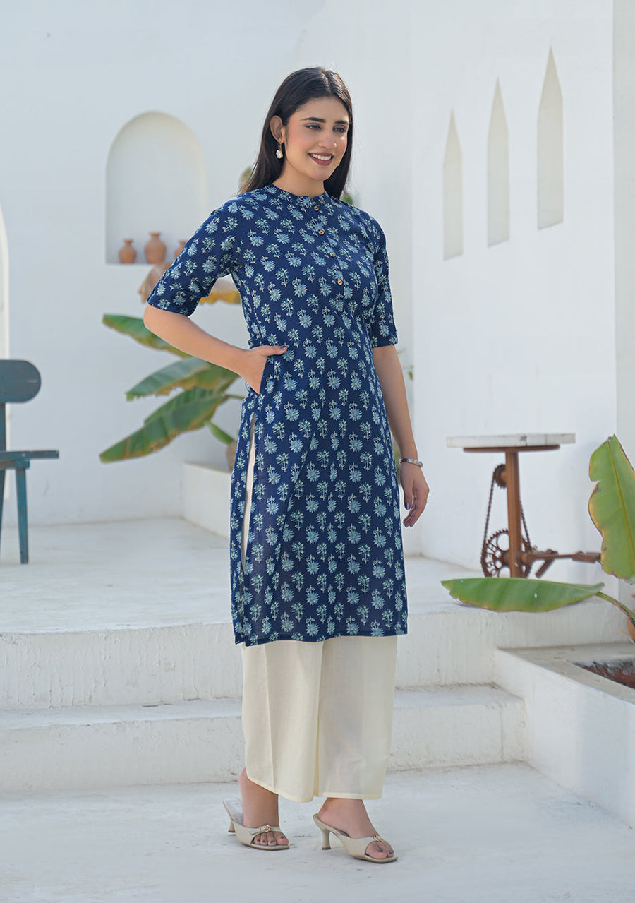 Ammanya Indigo mini floral Print Kurta