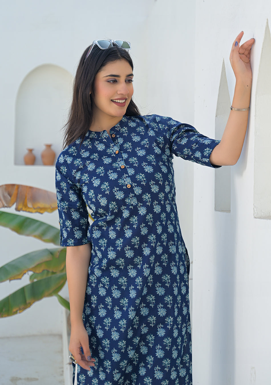 Ammanya Indigo mini floral Print Kurta