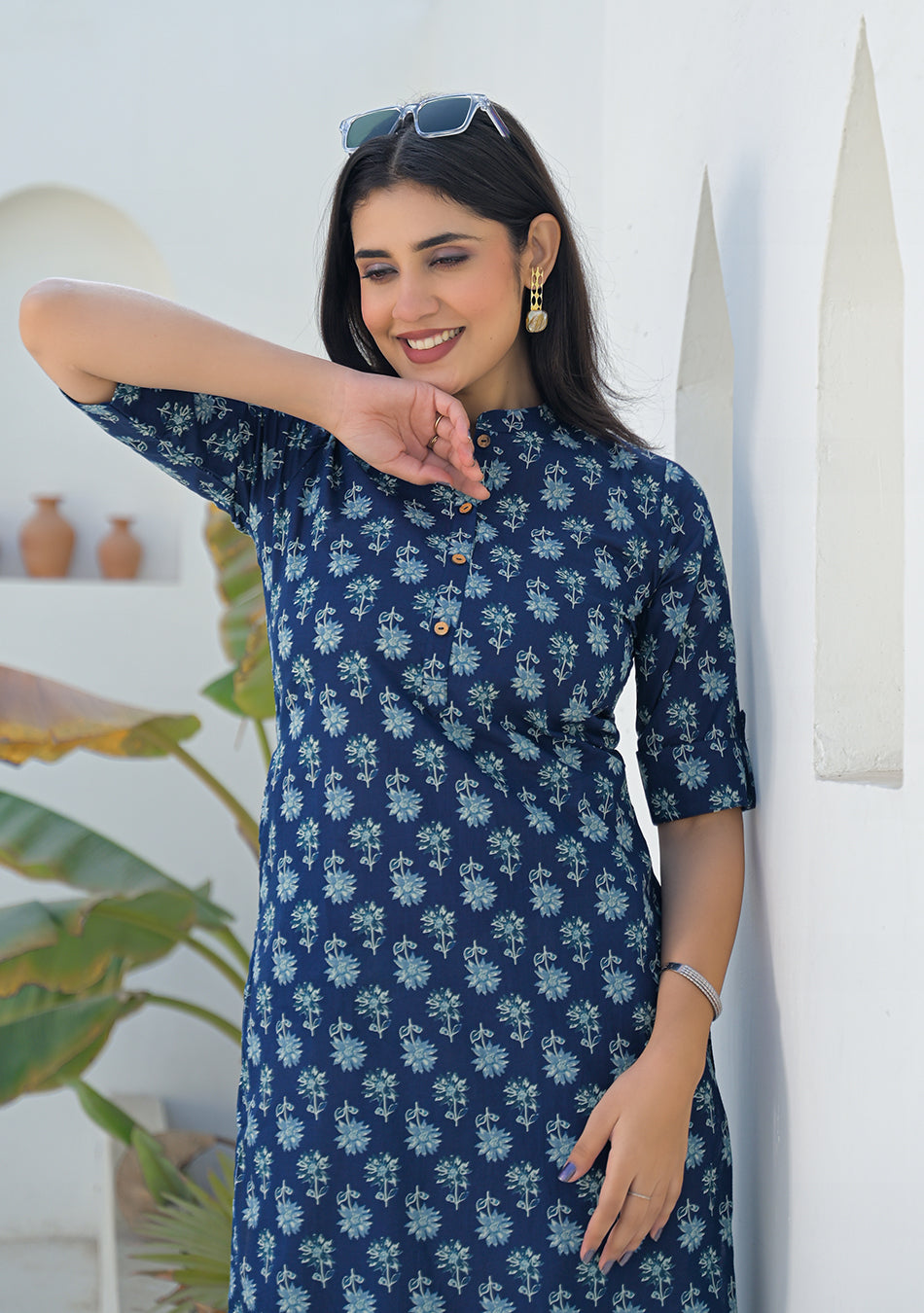 Ammanya Indigo mini floral Print Kurta