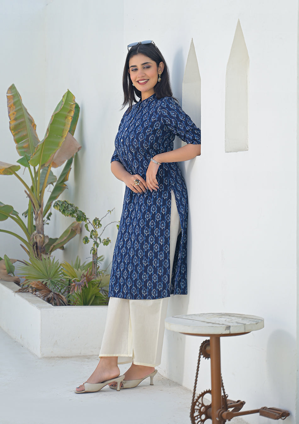 Ammanya Indigo Raindrop Motif Kurta