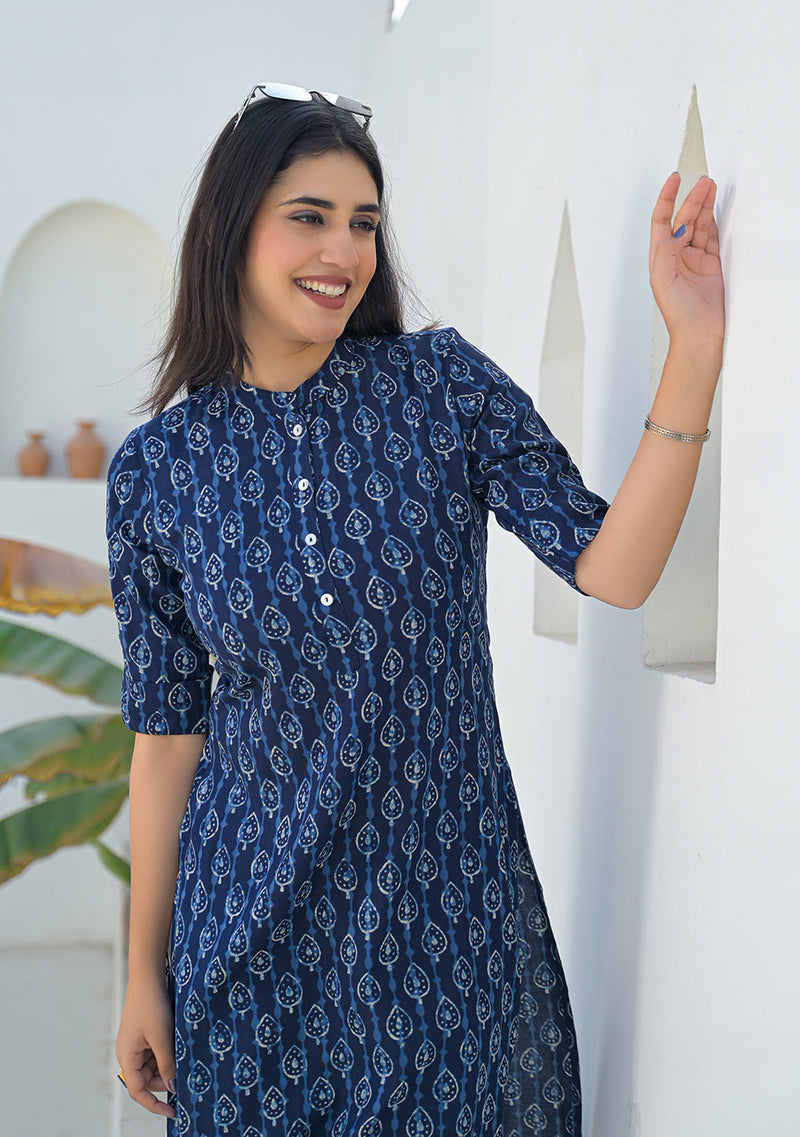 Ammanya Indigo Raindrop Motif Kurta