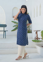 Ammanya Indigo Raindrop Motif Kurta