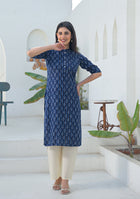 Ammanya Indigo Raindrop Motif Kurta