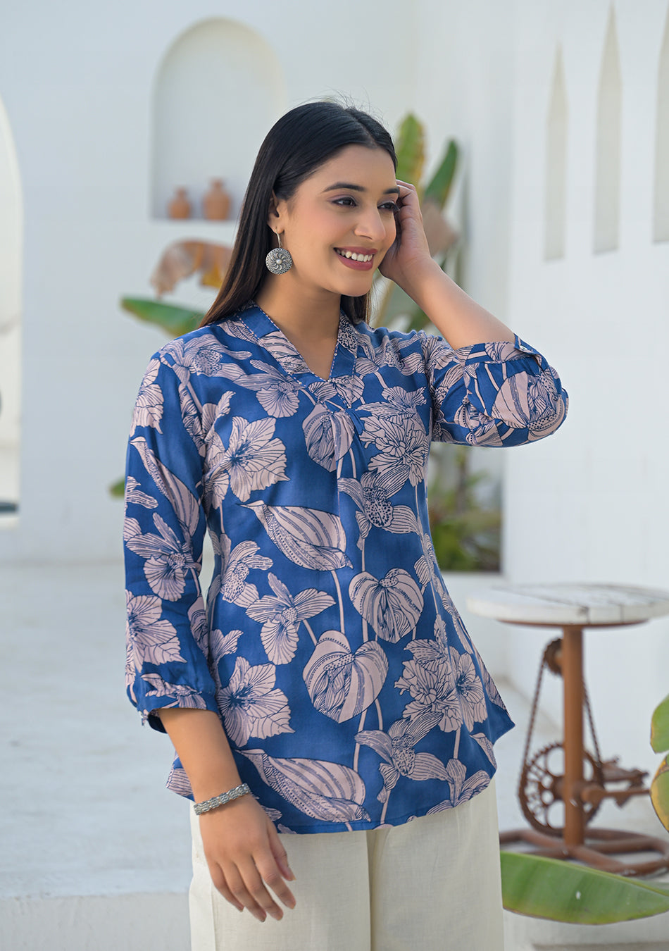 Ammanya Midnight Garden Pleated Top