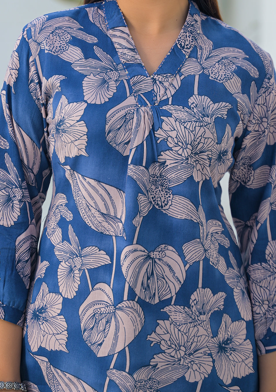 Ammanya Midnight Garden Pleated Top