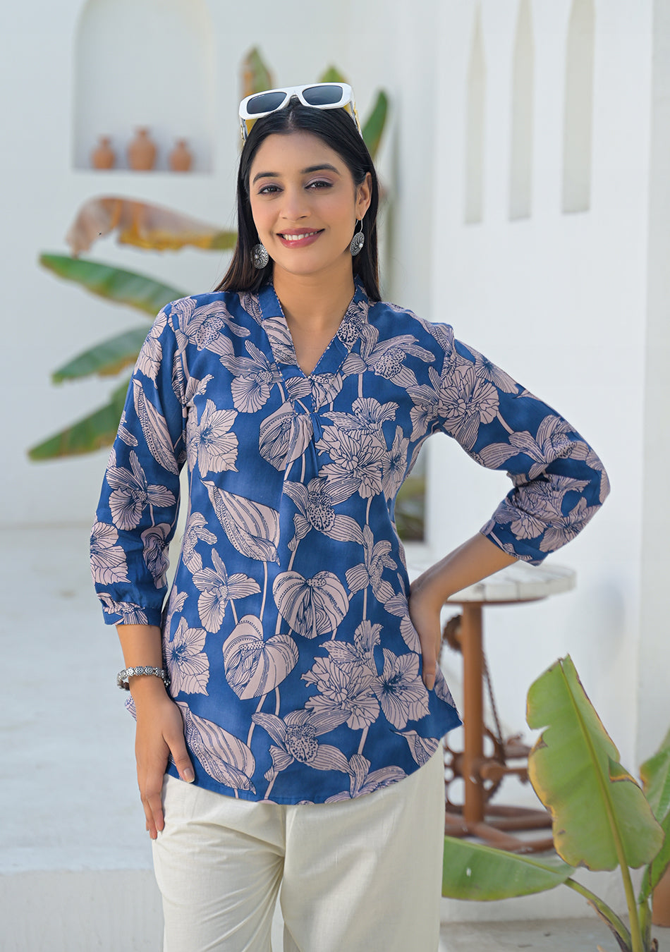 Ammanya Midnight Garden Pleated Top