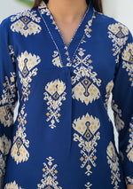 Ammanya Navy Ikat motif pleated Top