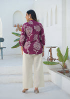 Ammanya Berry Wine Botanical Print Top