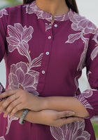 Ammanya Berry Wine Botanical Print Top