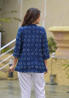 Indigo floral print Top