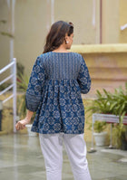 Indigo Blue Printed Peplum Top