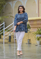 Indigo Blue Printed Peplum Top