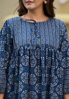 Indigo Blue Printed Peplum Top