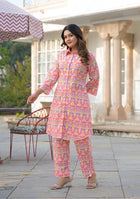 Coral Ikkat Glow Co-ord Set