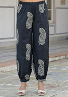 Black paisley Kurta and  Hem Cuffed Pant Set