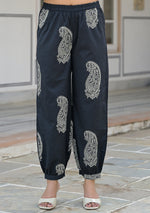 Black paisley Kurta and  Hem Cuffed Pant Set