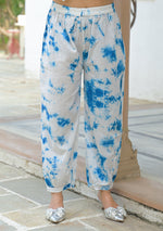 Blue and White Tie-Dye Pattern Kurta with Cuffed Pant Set