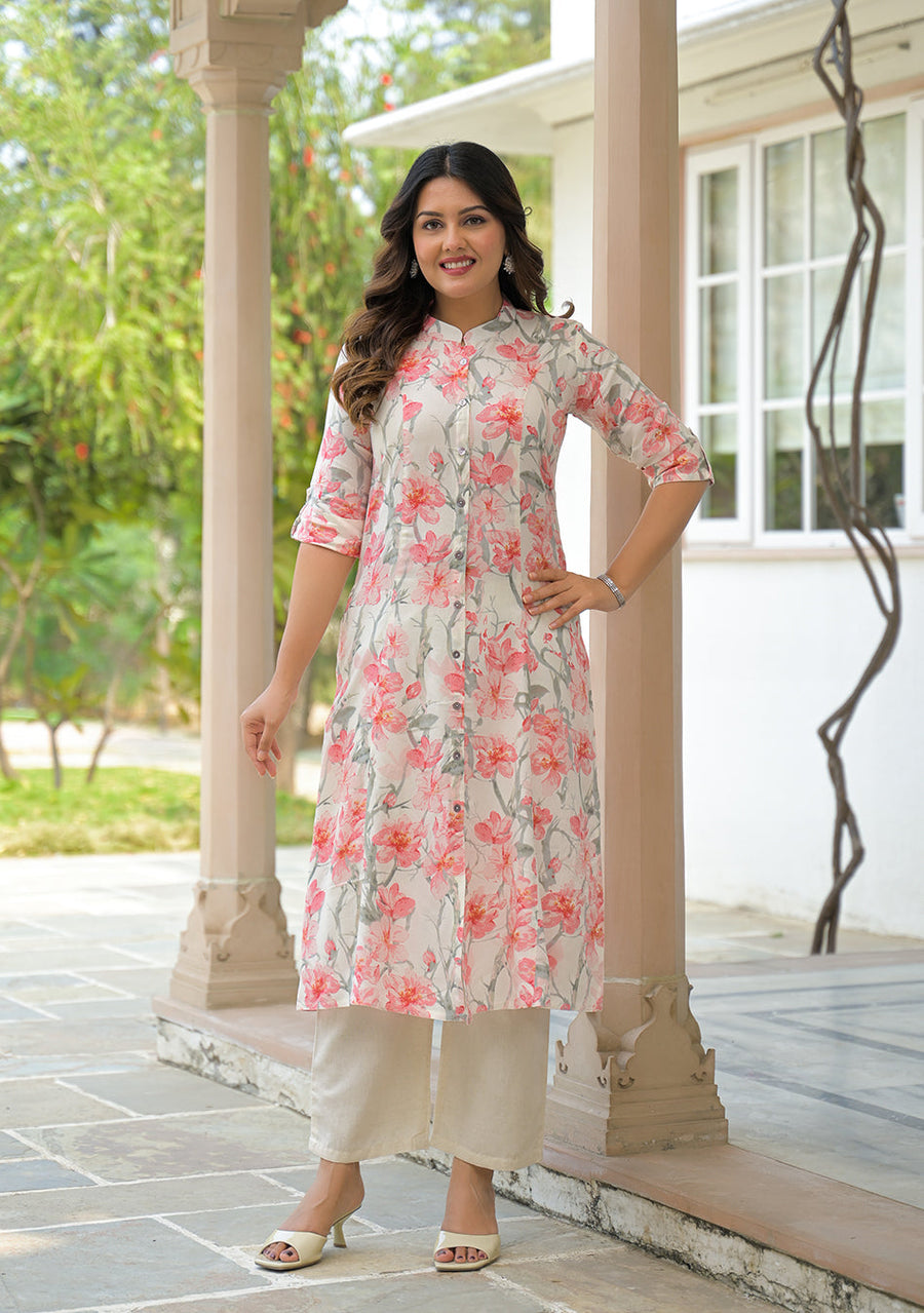 Ammanya Ivory Floral Printed Kurta