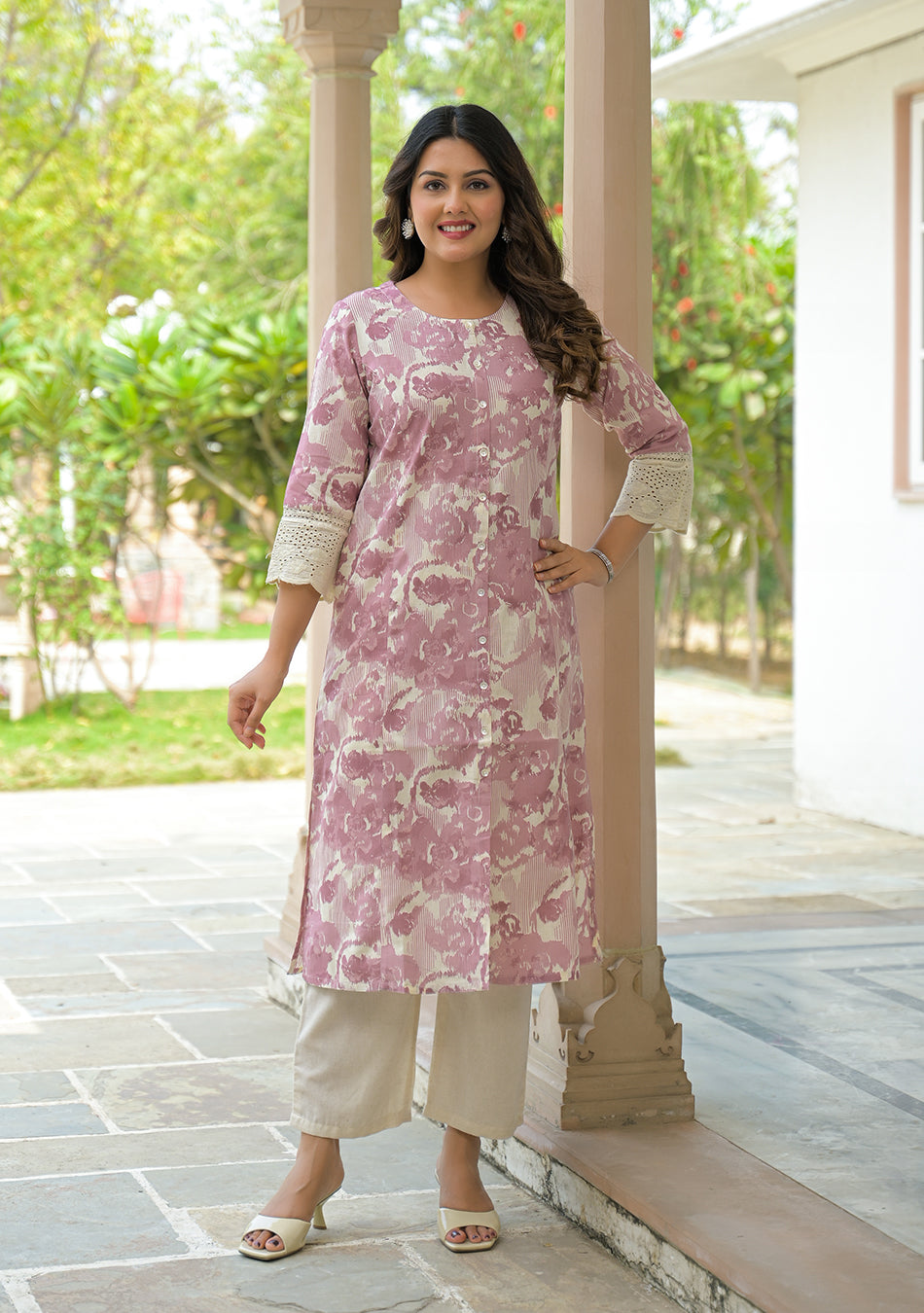 Blush Bloom Schiffli Kurta