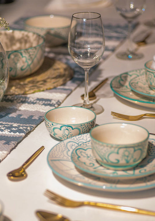 Aquamarine Mandala Dinnerset - Set of 14