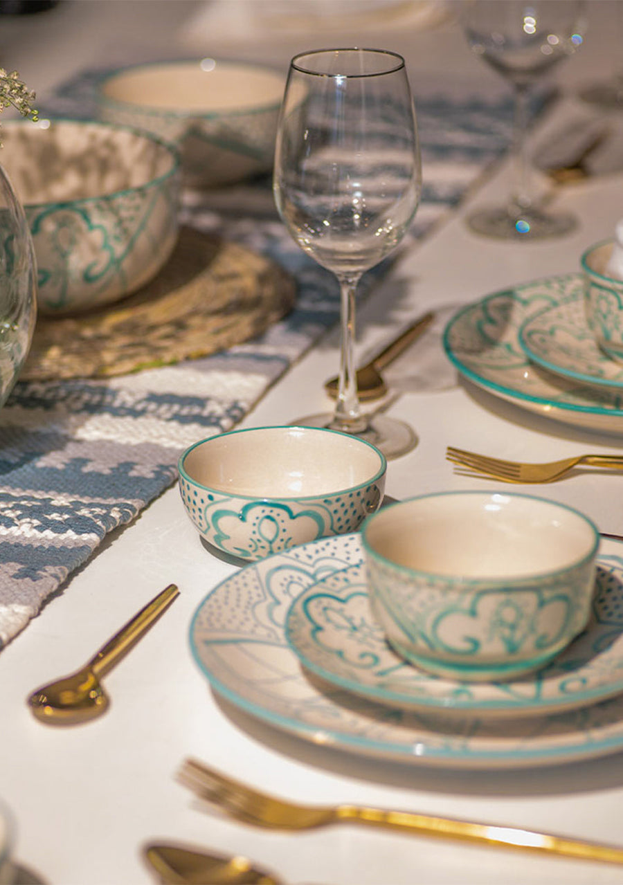 Aquamarine Mandala Dinnerset - Set of 14