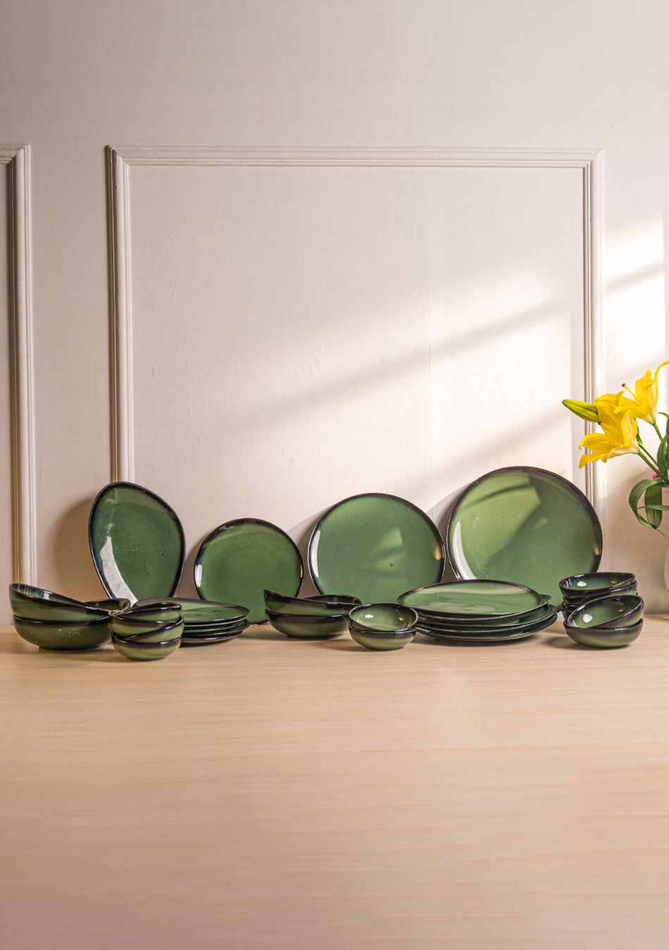 Green Oblong Dinnerset - SET OF 11