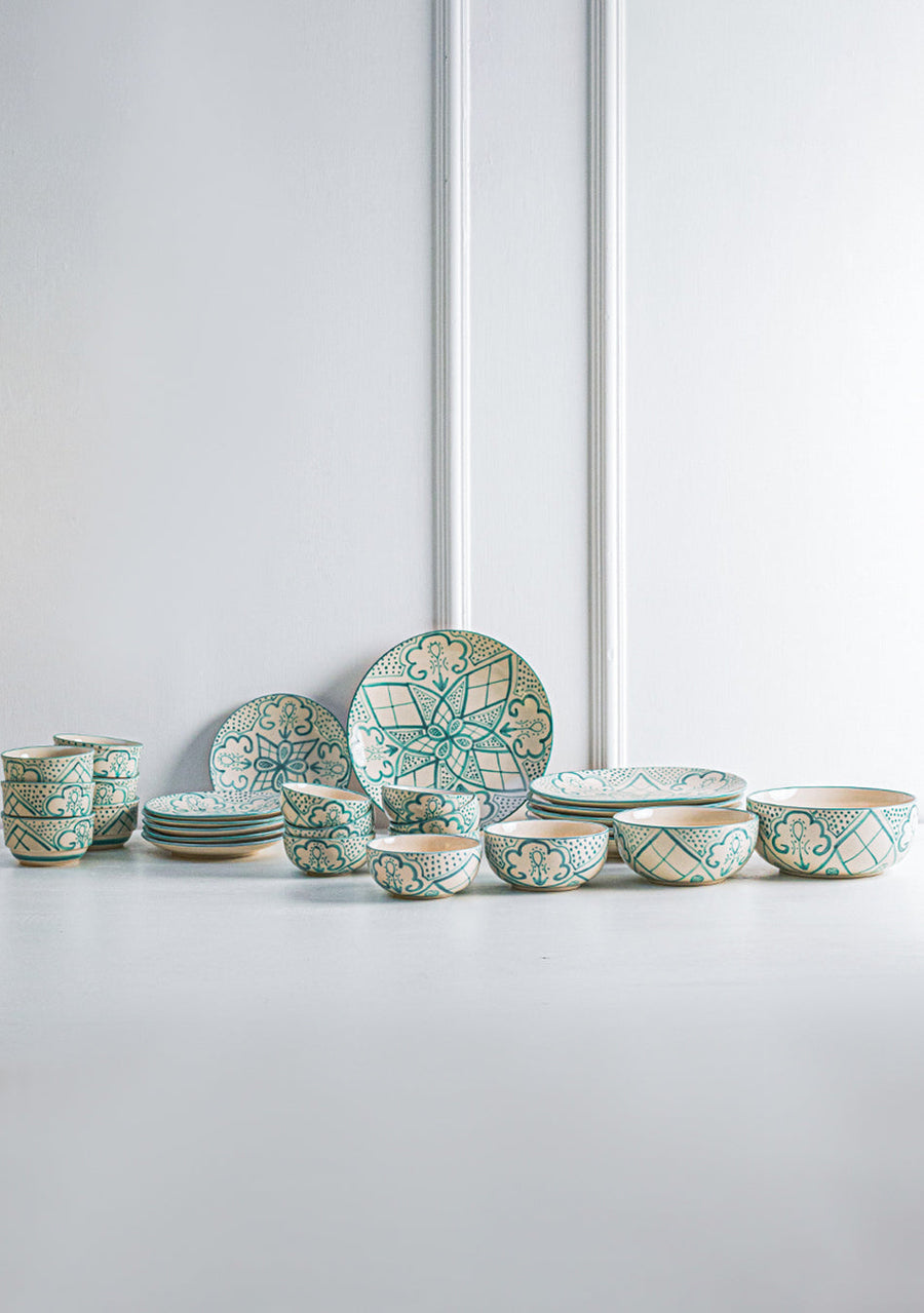 Aquamarine Mandala Dinnerset - Set of 14