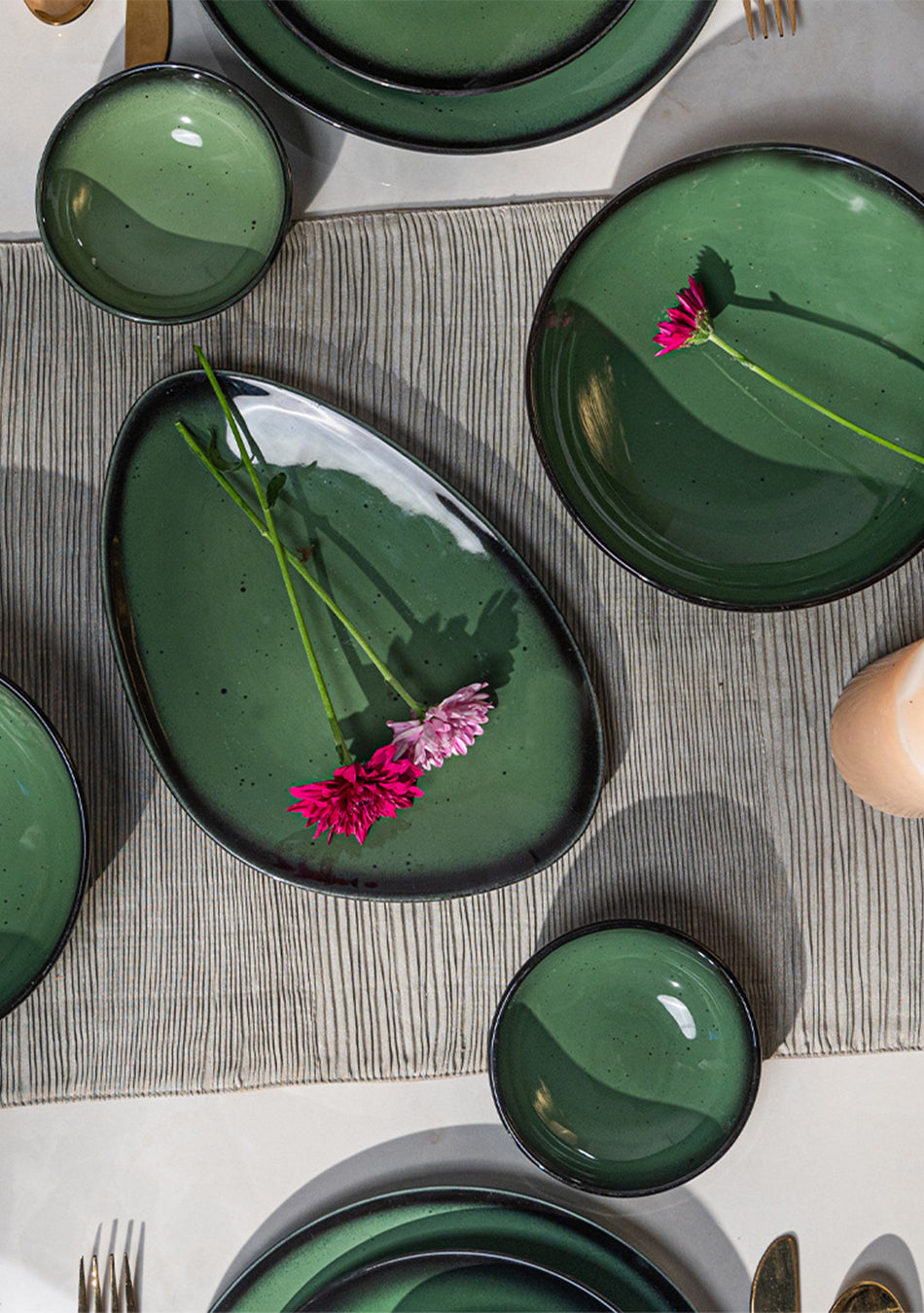 Green Oblong Dinnerset - SET OF 11
