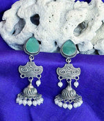 Aqua Gem Pearl Cascade Danglers