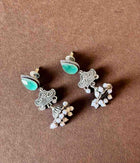 Aqua Gem Pearl Cascade Danglers