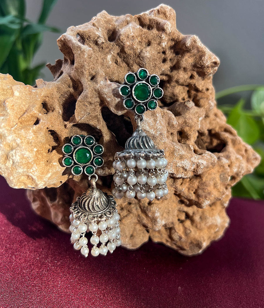 Verde Rose Pearl Jhumka