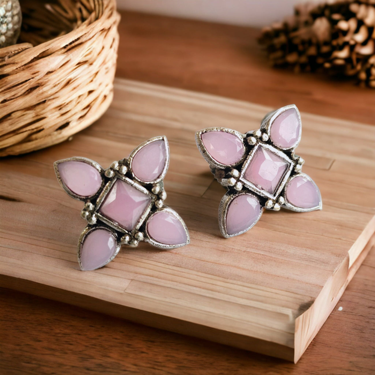 Pink Petal Stud Earrings