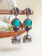 Turquoise Temple Jhumka Earrings