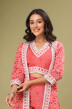 Coral Chunri Print Blouse & Pant Set