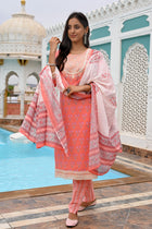 Coral Floral Kameez & Pant Set