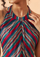 Multicolour Striped Halter Dress
