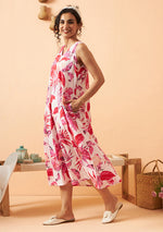 Rosy Leaf Long Dress