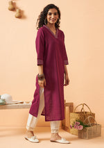 Deep purple solid kurta